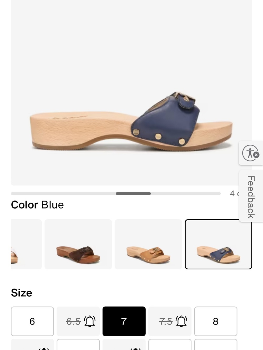 Dr. Scholl's navy the original icon   Leather Slide Mules wood summer adjustable - Picture 10 of 12